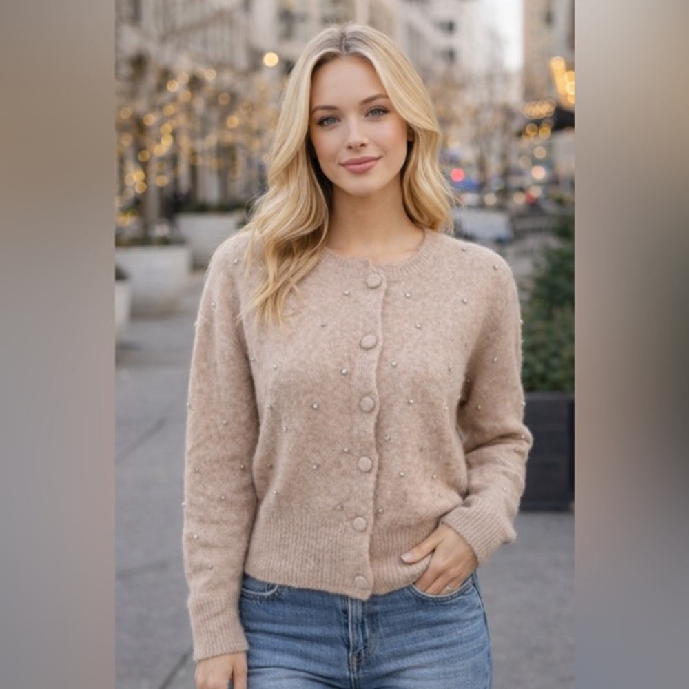 Francesca's Adrian Embellished Button Down Cardigan
